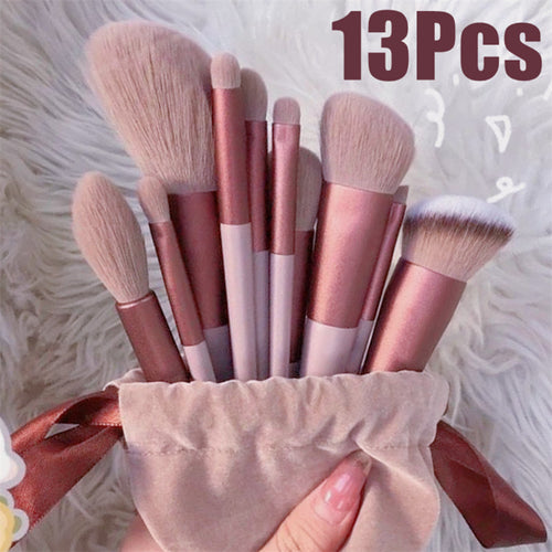 13PCS professional makeup brush set with soft synthetic bristles for flawless makeup application