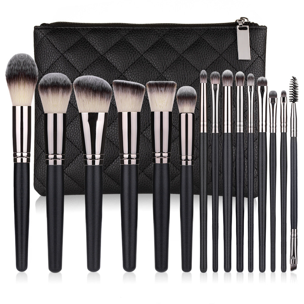 15PCS professional makeup brush set with cosmetic storage bag