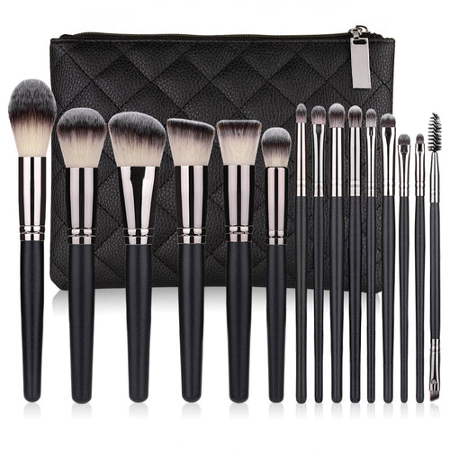 15PCS professional makeup brush set with cosmetic storage bag