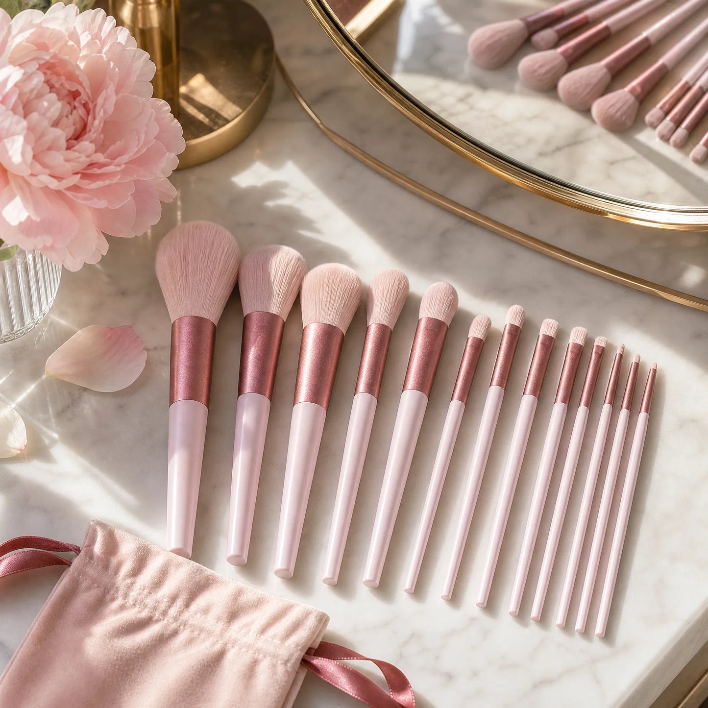 Glowrify Beauty 13PCS Makeup Brush Set Fan Display All Brushes
