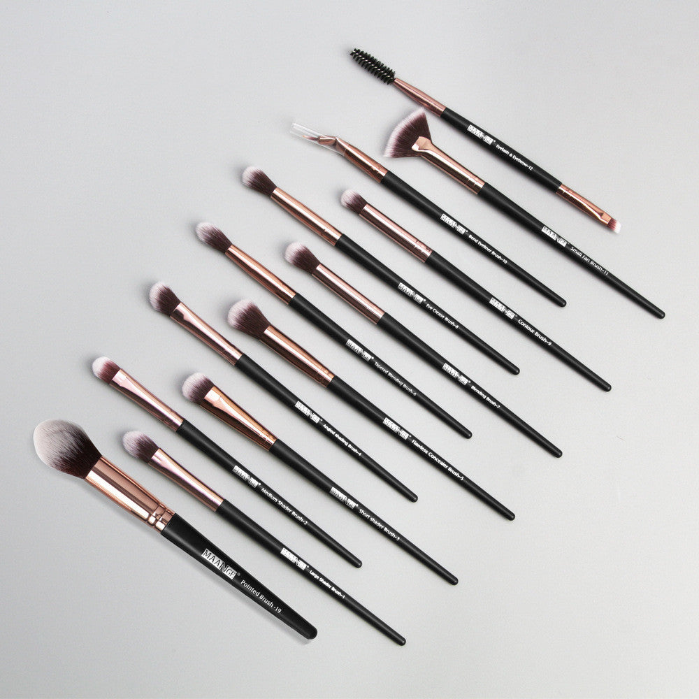 Champagne gold makeup brush set for eye makeup