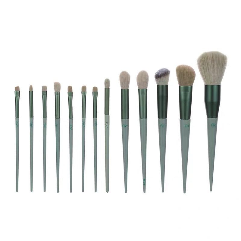Face and eye brush collection for full makeup application
