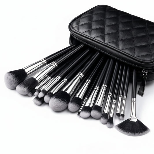 Glowrify Beauty 15PCS Makeup Brush Set With Pink Cosmetic Storage Bag