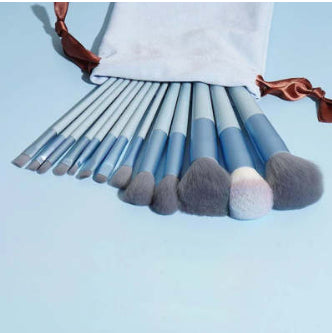 Close-up view of soft synthetic bristles on makeup brushes