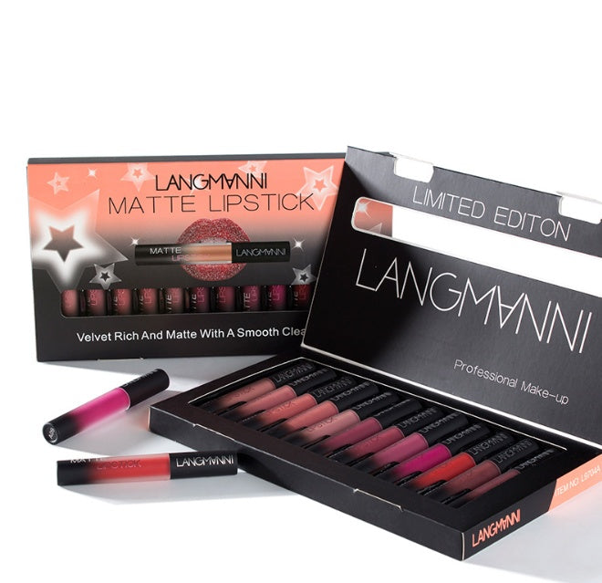 12 piece matte waterproof velvet lipstick set with smooth long lasting finish for daily and party makeup