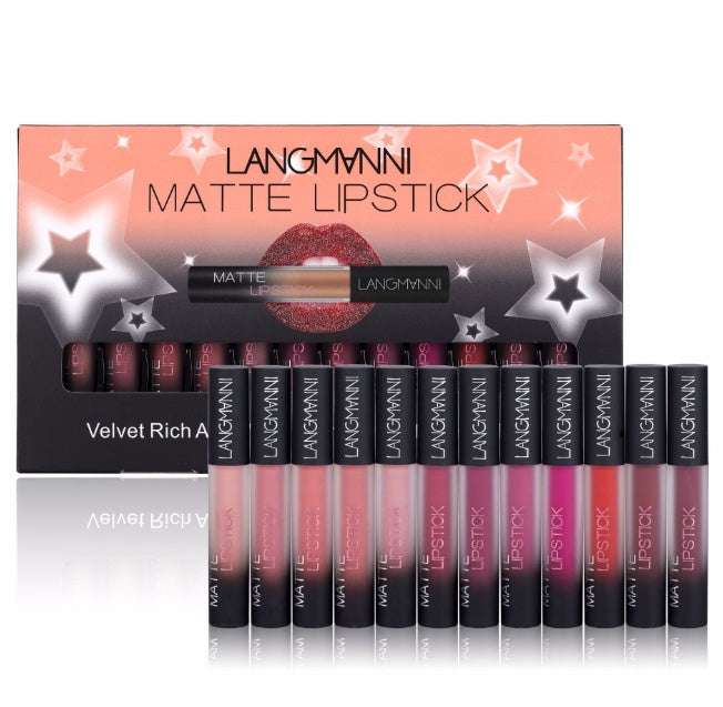 nude and red matte lipstick set 12pcs for versatile daily and party makeup looks