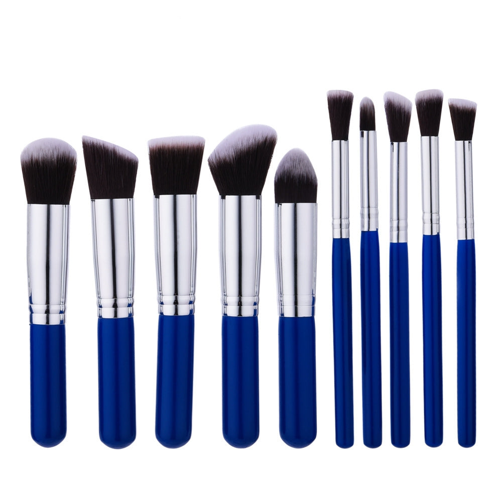 Portable makeup brush kit with 10 essential brushes