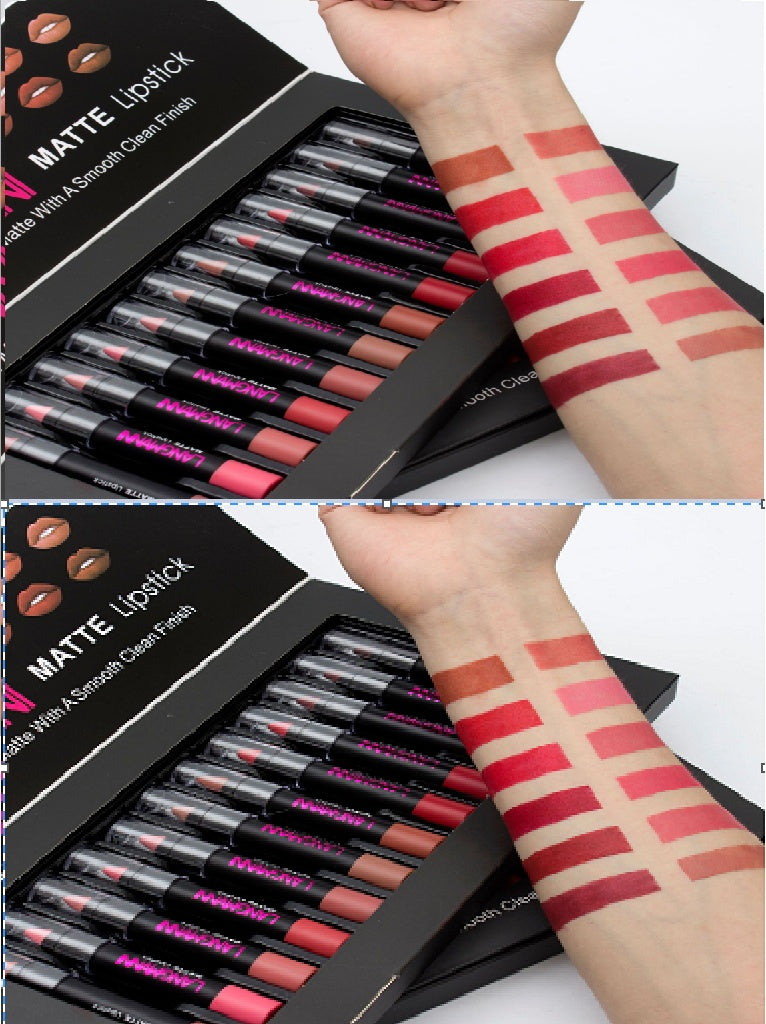 waterproof matte lipstick collection 12 piece set with smooth application and bold color